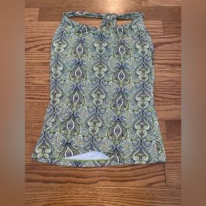 PaAna Green and White Patterned Workout Tank Top, Size Small